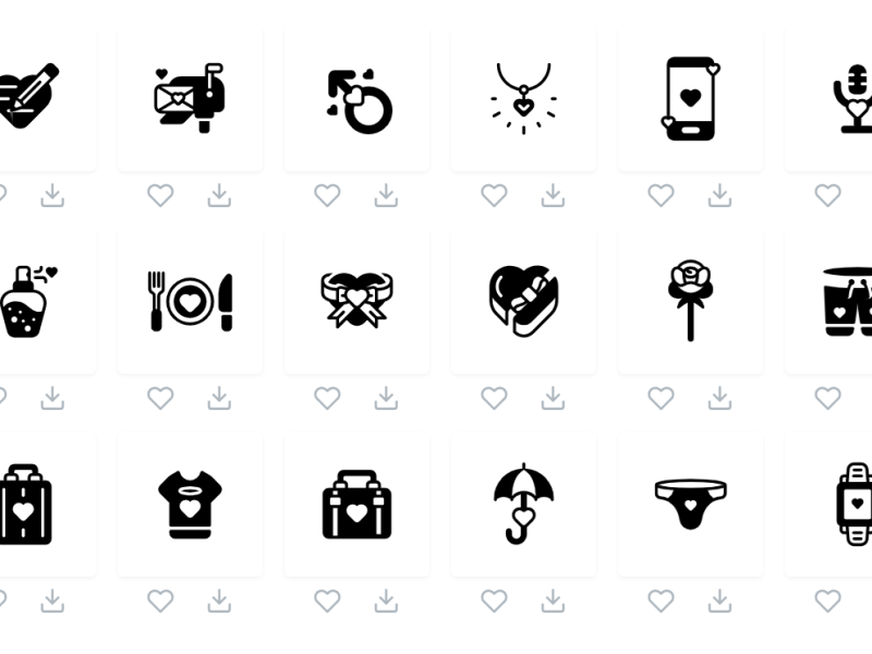 Valentines Day Glyph Icons Collection 2page