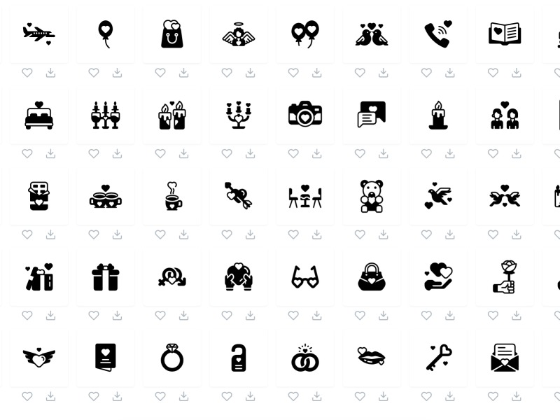 Valentines Day Glyph Icons Collection